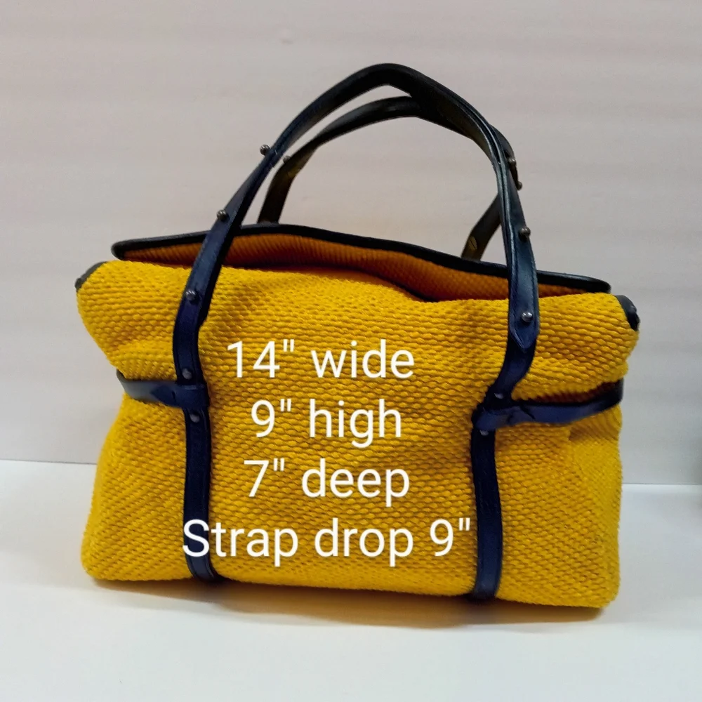 ALMI Bag Italian Nubby Textured Fabric with Genuine Black Leather Trim & Straps